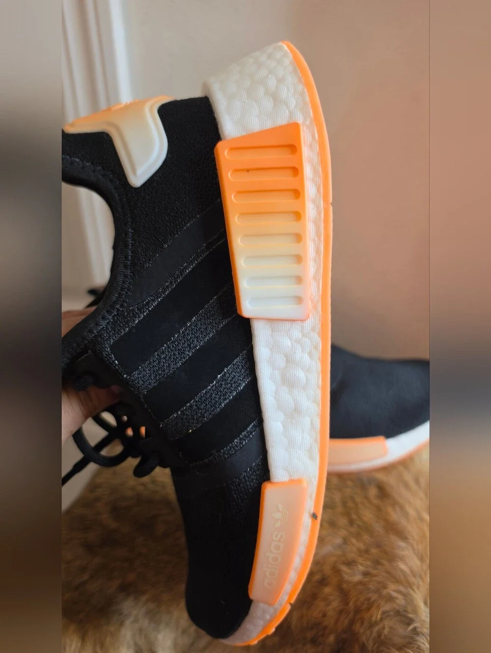 Adidas Womens NMD Runner Sneakers in Black and Orange